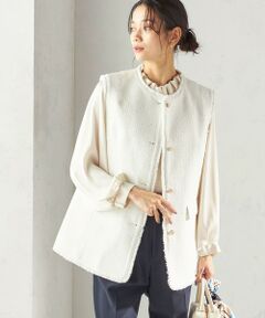 《予約》ランダム ラメ ノーカラー ボックス ジレ（セレモニー対応可）