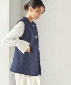 SHIPS / シップス ベスト | 《予約》ランダム ラメ ノーカラー ボックス ジレ（セレモニー対応可）