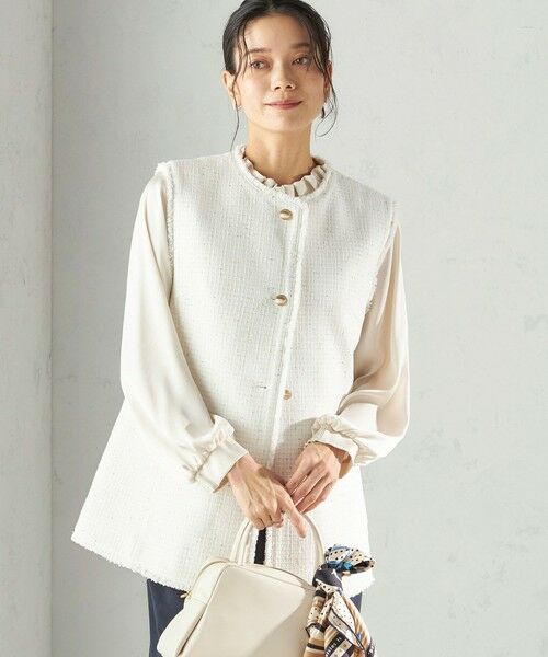 SHIPS / シップス ベスト | 《予約》ランダム ラメ ノーカラー ボックス ジレ（セレモニー対応可） | 詳細10