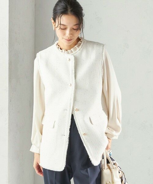 SHIPS / シップス ベスト | 《予約》ランダム ラメ ノーカラー ボックス ジレ（セレモニー対応可） | 詳細11