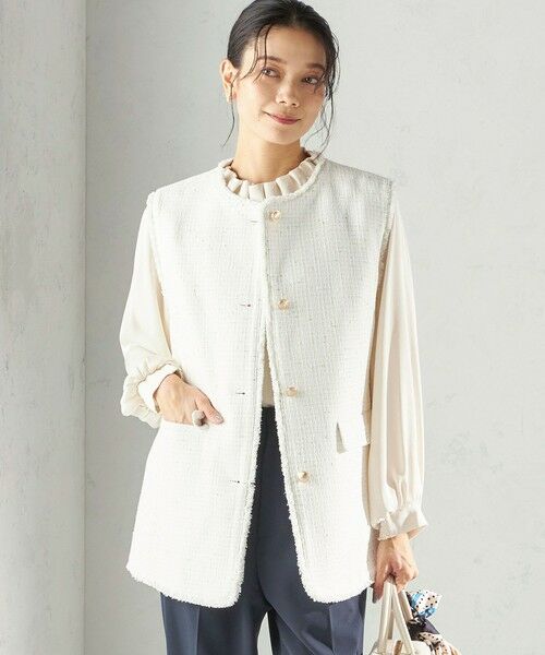 SHIPS / シップス ベスト | 《予約》ランダム ラメ ノーカラー ボックス ジレ（セレモニー対応可） | 詳細5