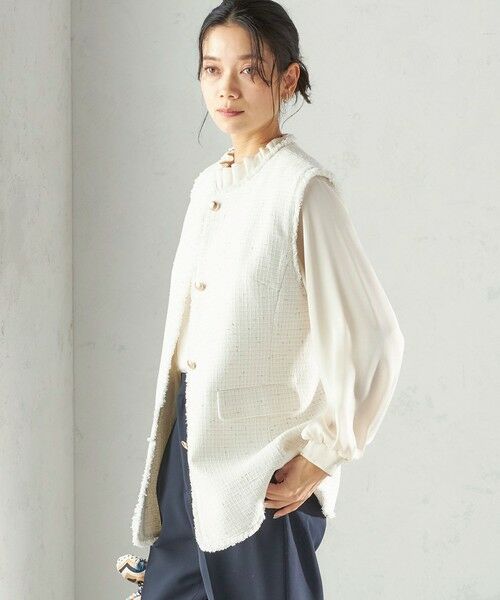 SHIPS / シップス ベスト | 《予約》ランダム ラメ ノーカラー ボックス ジレ（セレモニー対応可） | 詳細6