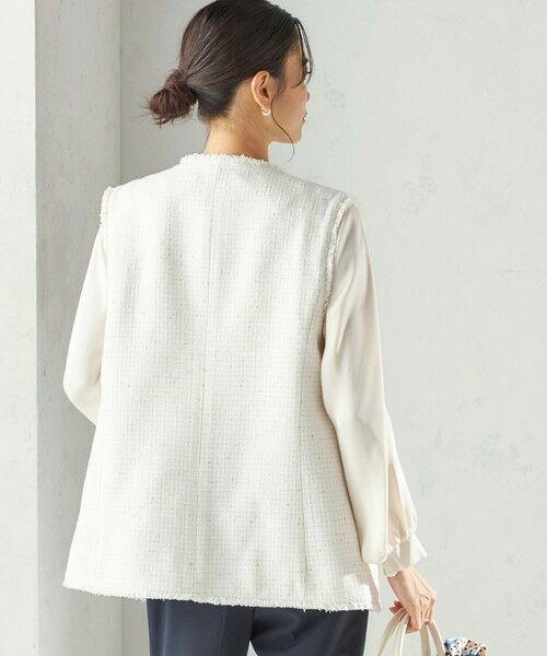 SHIPS / シップス ベスト | 《予約》ランダム ラメ ノーカラー ボックス ジレ（セレモニー対応可） | 詳細7