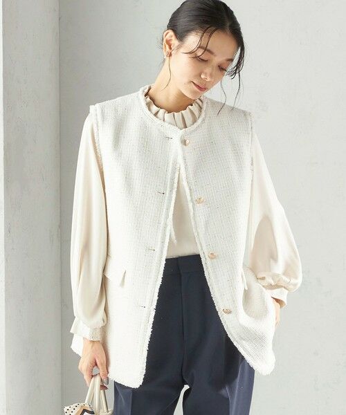 SHIPS / シップス ベスト | 《予約》ランダム ラメ ノーカラー ボックス ジレ（セレモニー対応可） | 詳細8