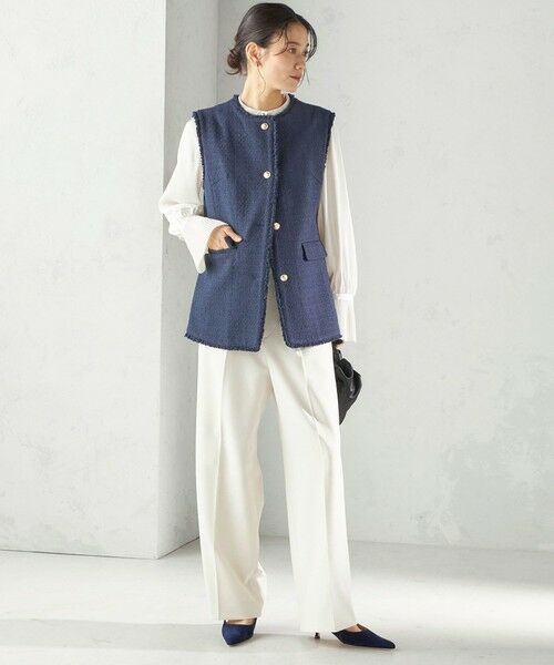 SHIPS / シップス ベスト | 《予約》ランダム ラメ ノーカラー ボックス ジレ（セレモニー対応可） | 詳細22