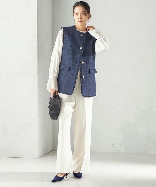 SHIPS / シップス ベスト | 《予約》ランダム ラメ ノーカラー ボックス ジレ（セレモニー対応可） | 詳細25