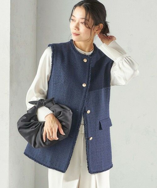 SHIPS / シップス ベスト | 《予約》ランダム ラメ ノーカラー ボックス ジレ（セレモニー対応可） | 詳細26