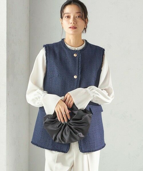 SHIPS / シップス ベスト | 《予約》ランダム ラメ ノーカラー ボックス ジレ（セレモニー対応可） | 詳細27