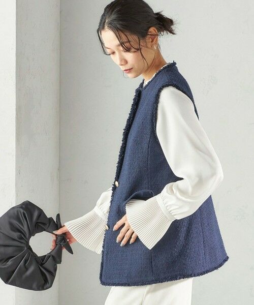 SHIPS / シップス ベスト | 《予約》ランダム ラメ ノーカラー ボックス ジレ（セレモニー対応可） | 詳細28