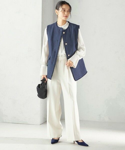 SHIPS / シップス ベスト | 《予約》ランダム ラメ ノーカラー ボックス ジレ（セレモニー対応可） | 詳細30