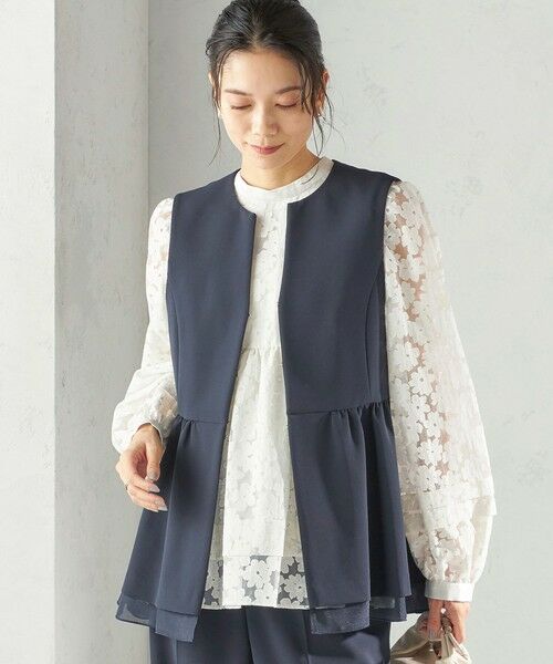 SHIPS / シップス ベスト | 《予約》ダブル クロス レイヤード ペプラム ジレ（セレモニー対応可） | 詳細26