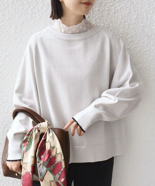 SHIPS / シップス ニット・セーター | 〈手洗い可能〉コットン カシミヤ混 スカラップヘム ボートネック プルオーバー | 詳細8