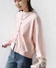 SHIPS / シップス カーディガン・ボレロ | 〈手洗い可能〉コットン カシミヤ混 スカラップヘム カーディガン