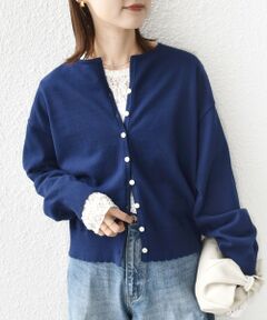 SHIPS / シップス カーディガン・ボレロ | 〈手洗い可能〉コットン カシミヤ混 スカラップヘム カーディガン