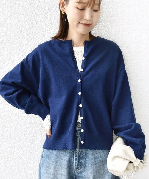 SHIPS / シップス カーディガン・ボレロ | 〈手洗い可能〉コットン カシミヤ混 スカラップヘム カーディガン | 詳細30