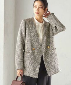 SHIPS / シップス ノーカラージャケット | 《予約》トライスピン 杢 ツイード カラーレス ジャケット（セレモニー対応可）