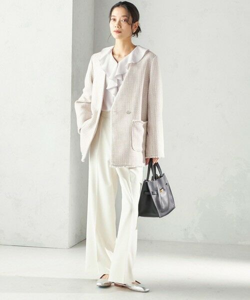 SHIPS / シップス ノーカラージャケット | 《予約》トライスピン 杢 ツイード カラーレス ジャケット（セレモニー対応可） | 詳細1