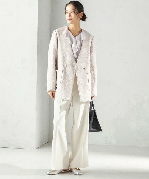 SHIPS / シップス ノーカラージャケット | 《予約》トライスピン 杢 ツイード カラーレス ジャケット（セレモニー対応可） | 詳細4