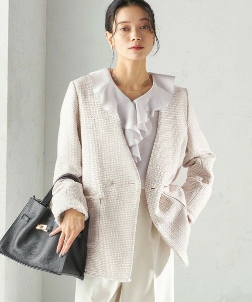 SHIPS / シップス ノーカラージャケット | 《予約》トライスピン 杢 ツイード カラーレス ジャケット（セレモニー対応可） | 詳細5