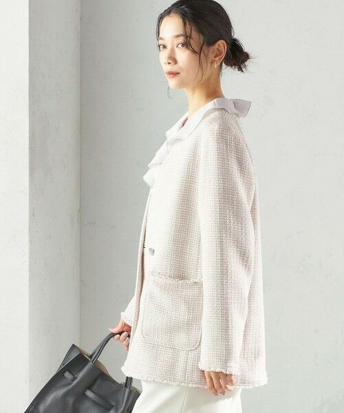 SHIPS / シップス ノーカラージャケット | 《予約》トライスピン 杢 ツイード カラーレス ジャケット（セレモニー対応可） | 詳細6