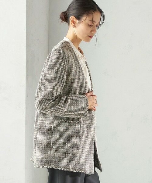 SHIPS / シップス ノーカラージャケット | 《予約》トライスピン 杢 ツイード カラーレス ジャケット（セレモニー対応可） | 詳細17