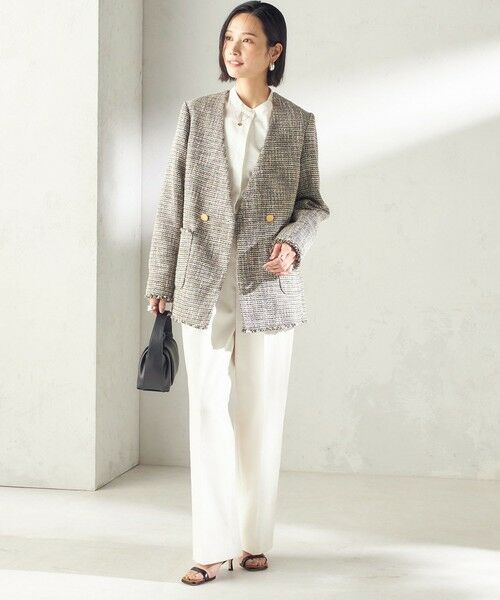 SHIPS / シップス ノーカラージャケット | トライスピン 杢 ツイード カラーレス ジャケット（セレモニー対応可） | 詳細19