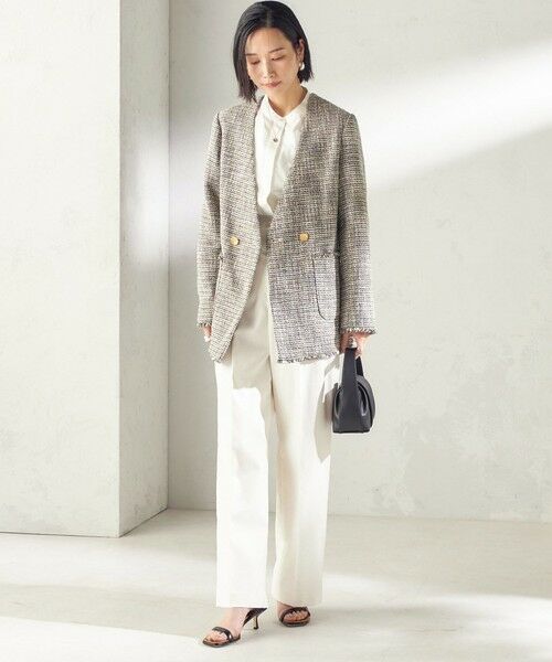 SHIPS / シップス ノーカラージャケット | トライスピン 杢 ツイード カラーレス ジャケット（セレモニー対応可） | 詳細20