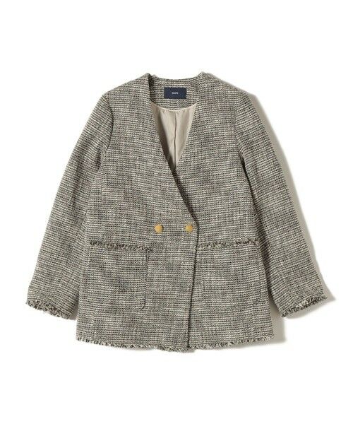 SHIPS / シップス ノーカラージャケット | 《予約》トライスピン 杢 ツイード カラーレス ジャケット（セレモニー対応可） | 詳細19
