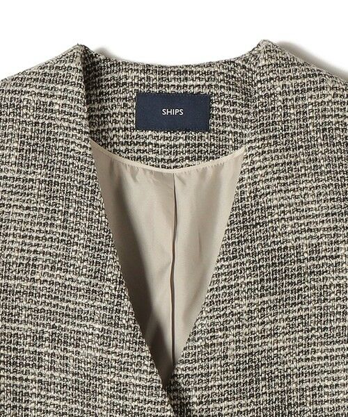 SHIPS / シップス ノーカラージャケット | 《予約》トライスピン 杢 ツイード カラーレス ジャケット（セレモニー対応可） | 詳細21
