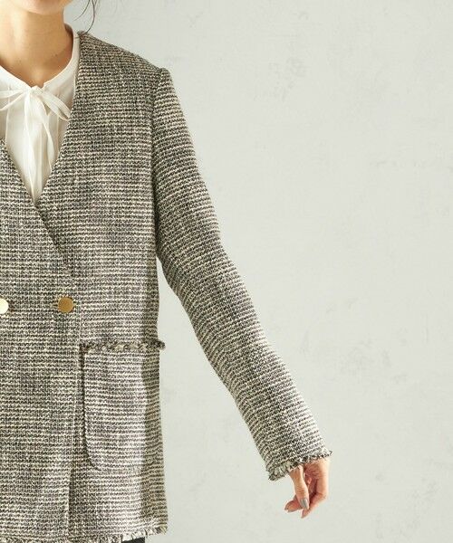 SHIPS / シップス ノーカラージャケット | 《予約》トライスピン 杢 ツイード カラーレス ジャケット（セレモニー対応可） | 詳細30