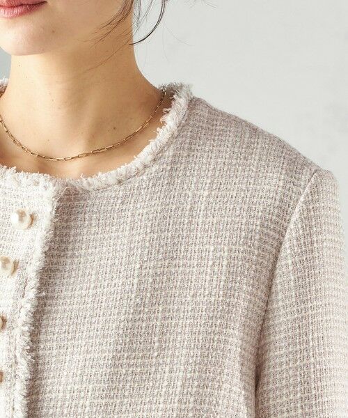 SHIPS / シップス ノーカラージャケット | 《予約》トライスピン 杢 ツイード パール モチーフ ボタン ジャケット（セレモニー対応可） | 詳細13
