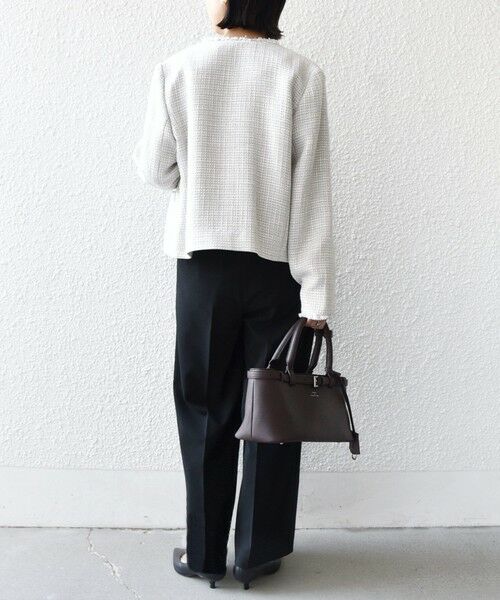 SHIPS / シップス ノーカラージャケット | 《一部追加予約》トライスピン 杢 ツイード パール モチーフ ボタン ジャケット（セレモニー対応可） | 詳細16