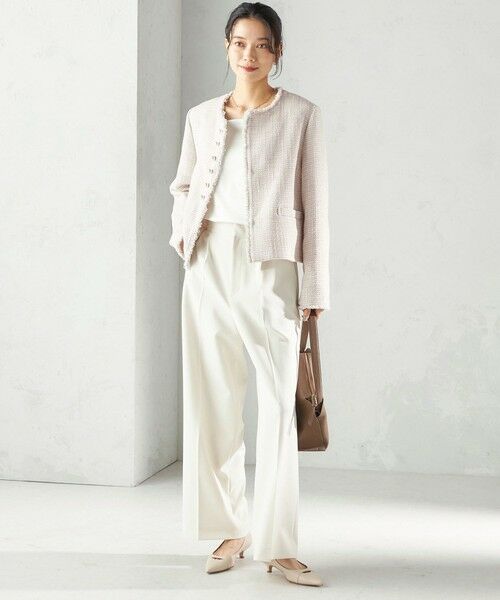 SHIPS / シップス ノーカラージャケット | 《予約》トライスピン 杢 ツイード パール モチーフ ボタン ジャケット（セレモニー対応可） | 詳細5