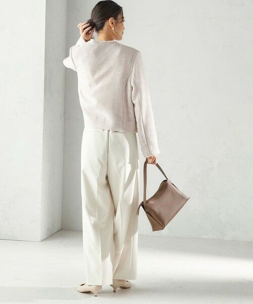 SHIPS / シップス ノーカラージャケット | 《予約》トライスピン 杢 ツイード パール モチーフ ボタン ジャケット（セレモニー対応可） | 詳細7