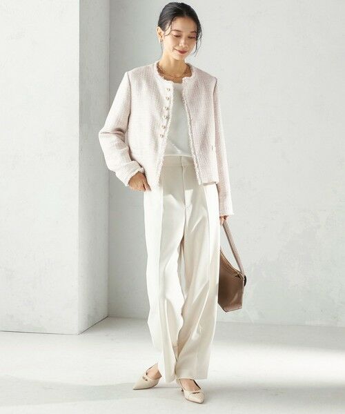 SHIPS / シップス ノーカラージャケット | 《予約》トライスピン 杢 ツイード パール モチーフ ボタン ジャケット（セレモニー対応可） | 詳細8