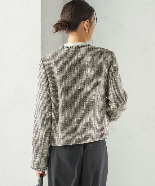 SHIPS / シップス ノーカラージャケット | 《予約》トライスピン 杢 ツイード パール モチーフ ボタン ジャケット（セレモニー対応可） | 詳細24