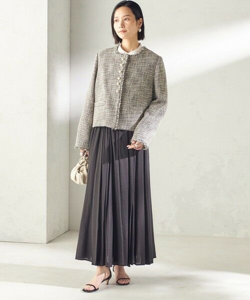 SHIPS / シップス ノーカラージャケット | トライスピン 杢 ツイード パール モチーフ ボタン ジャケット（セレモニー対応可） | 詳細27