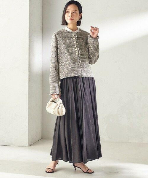 SHIPS / シップス ノーカラージャケット | トライスピン 杢 ツイード パール モチーフ ボタン ジャケット（セレモニー対応可） | 詳細29