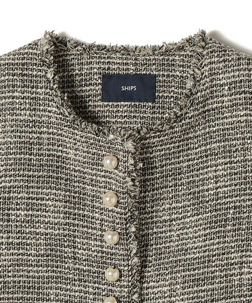 SHIPS / シップス ノーカラージャケット | 《予約》トライスピン 杢 ツイード パール モチーフ ボタン ジャケット（セレモニー対応可） | 詳細29
