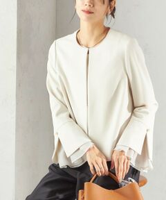 《予約》ダブル クロス 重ね袖 ノーカラー ジャケット（セレモニー対応可）