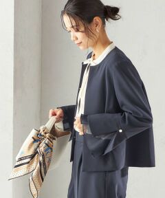 SHIPS / シップス ノーカラージャケット | 《予約》ダブル クロス 重ね袖 ノーカラー ジャケット（セレモニー対応可）