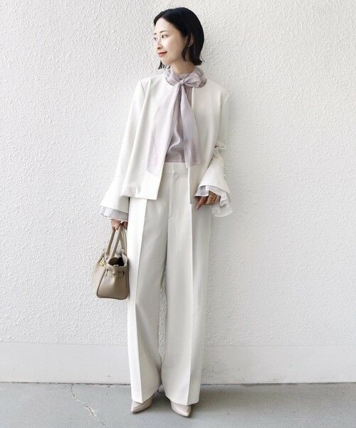 SHIPS / シップス ノーカラージャケット | ダブル クロス 重ね袖 ノーカラー ジャケット（セレモニー対応可） | 詳細13