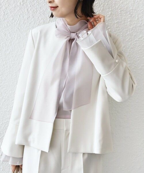 SHIPS / シップス ノーカラージャケット | ダブル クロス 重ね袖 ノーカラー ジャケット（セレモニー対応可） | 詳細17