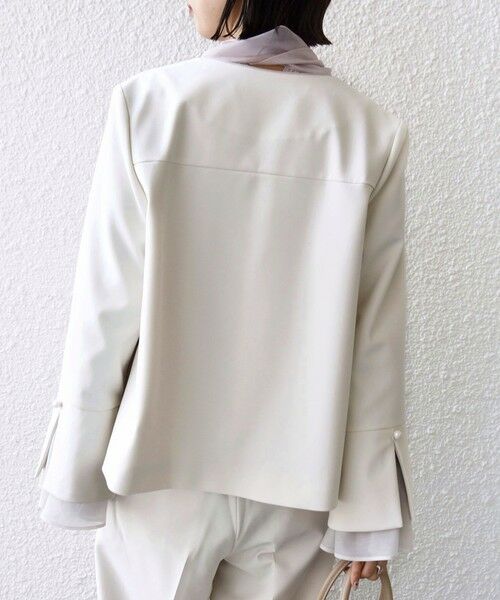 SHIPS / シップス ノーカラージャケット | ダブル クロス 重ね袖 ノーカラー ジャケット（セレモニー対応可） | 詳細18