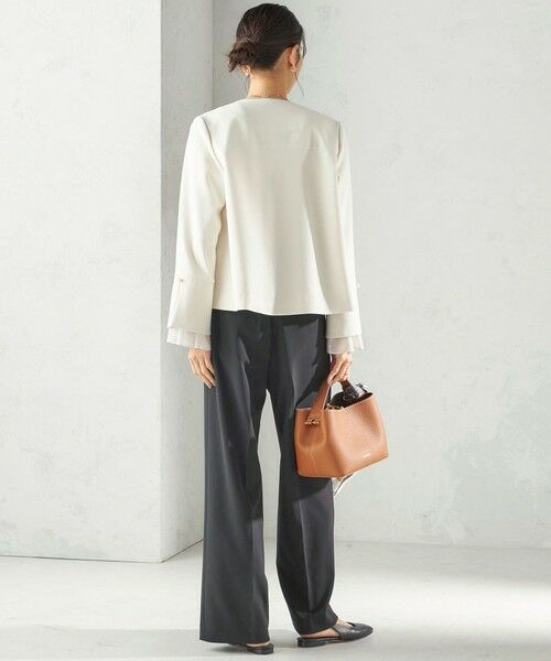 SHIPS / シップス ノーカラージャケット | 《予約》ダブル クロス 重ね袖 ノーカラー ジャケット（セレモニー対応可） | 詳細2