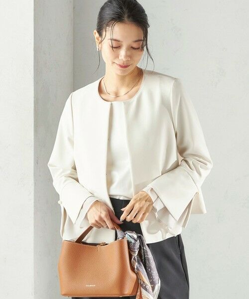 SHIPS / シップス ノーカラージャケット | 《予約》ダブル クロス 重ね袖 ノーカラー ジャケット（セレモニー対応可） | 詳細5