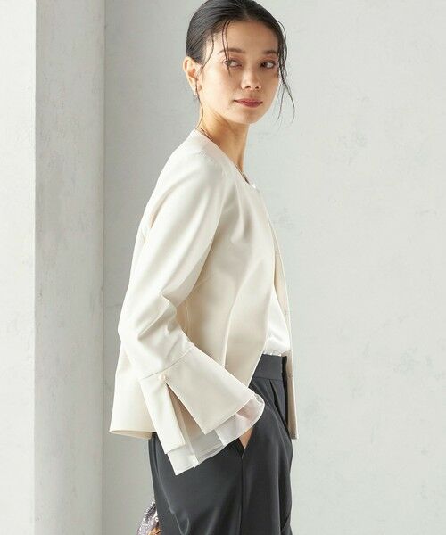 SHIPS / シップス ノーカラージャケット | 《予約》ダブル クロス 重ね袖 ノーカラー ジャケット（セレモニー対応可） | 詳細8