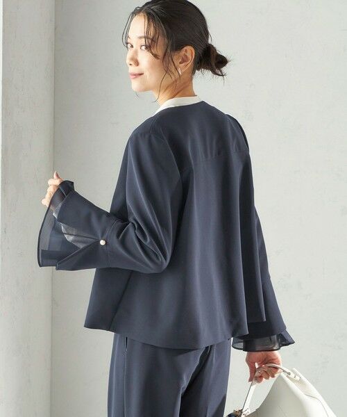 SHIPS / シップス ノーカラージャケット | 《予約》ダブル クロス 重ね袖 ノーカラー ジャケット（セレモニー対応可） | 詳細27