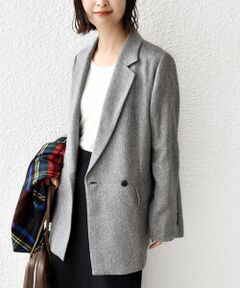 SHIPS / シップス テーラードジャケット | 〈手洗い可能〉ウール 調 合繊 ダブル ジャケット