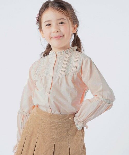 SHIPS / シップス シャツ・ブラウス | SHIPS KIDS:100〜130cm / ピンタック レース ブラウス(ピンクベージュ)